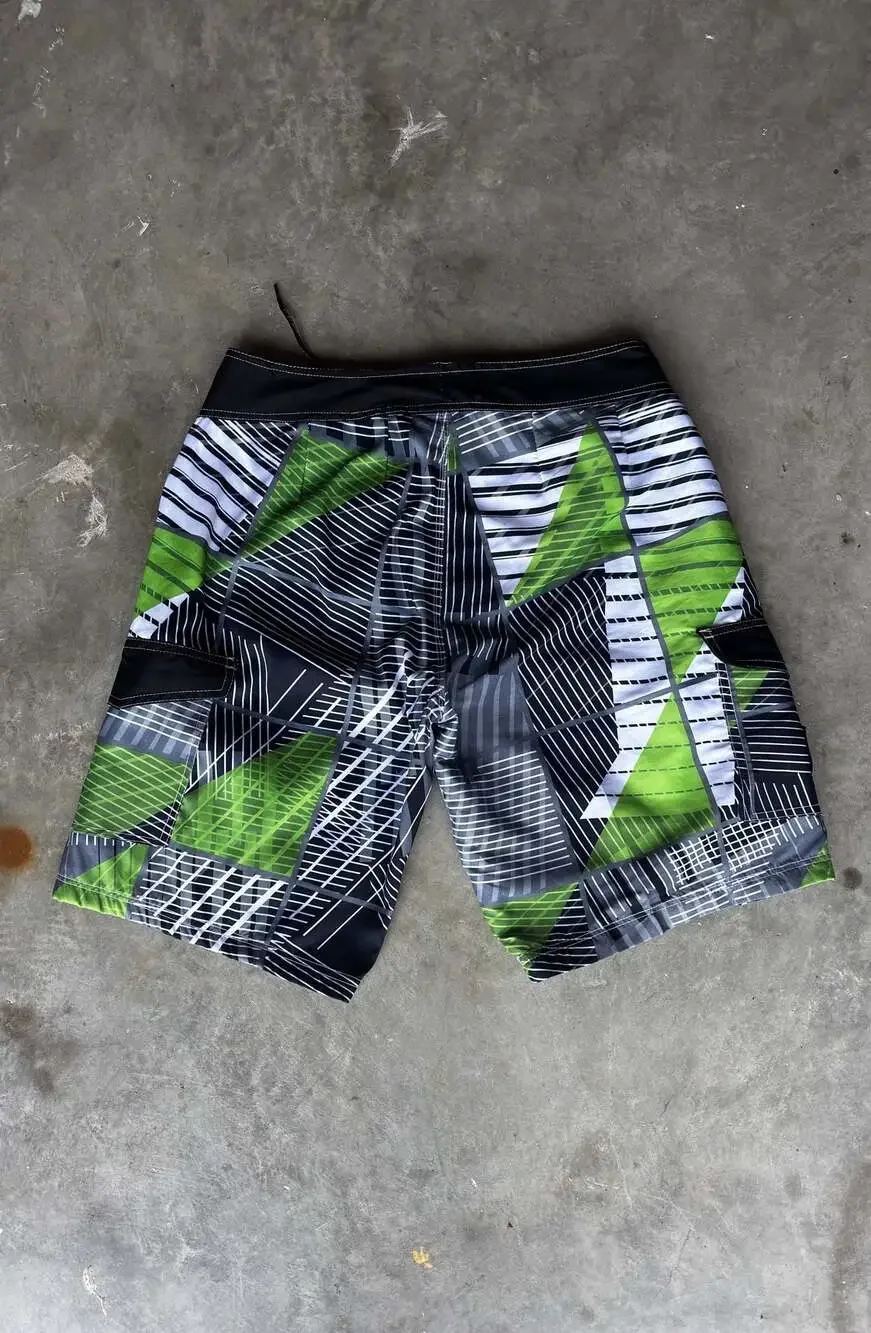 Vintage 00s Molokai Surf Co. Men's Geometric Pattern Board Shorts